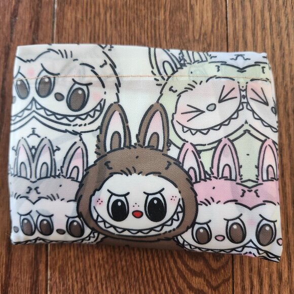 Labubu Grey Foldable Reusable Shopping Bag with Small Pouch – Nylon - Picture 2 of 13